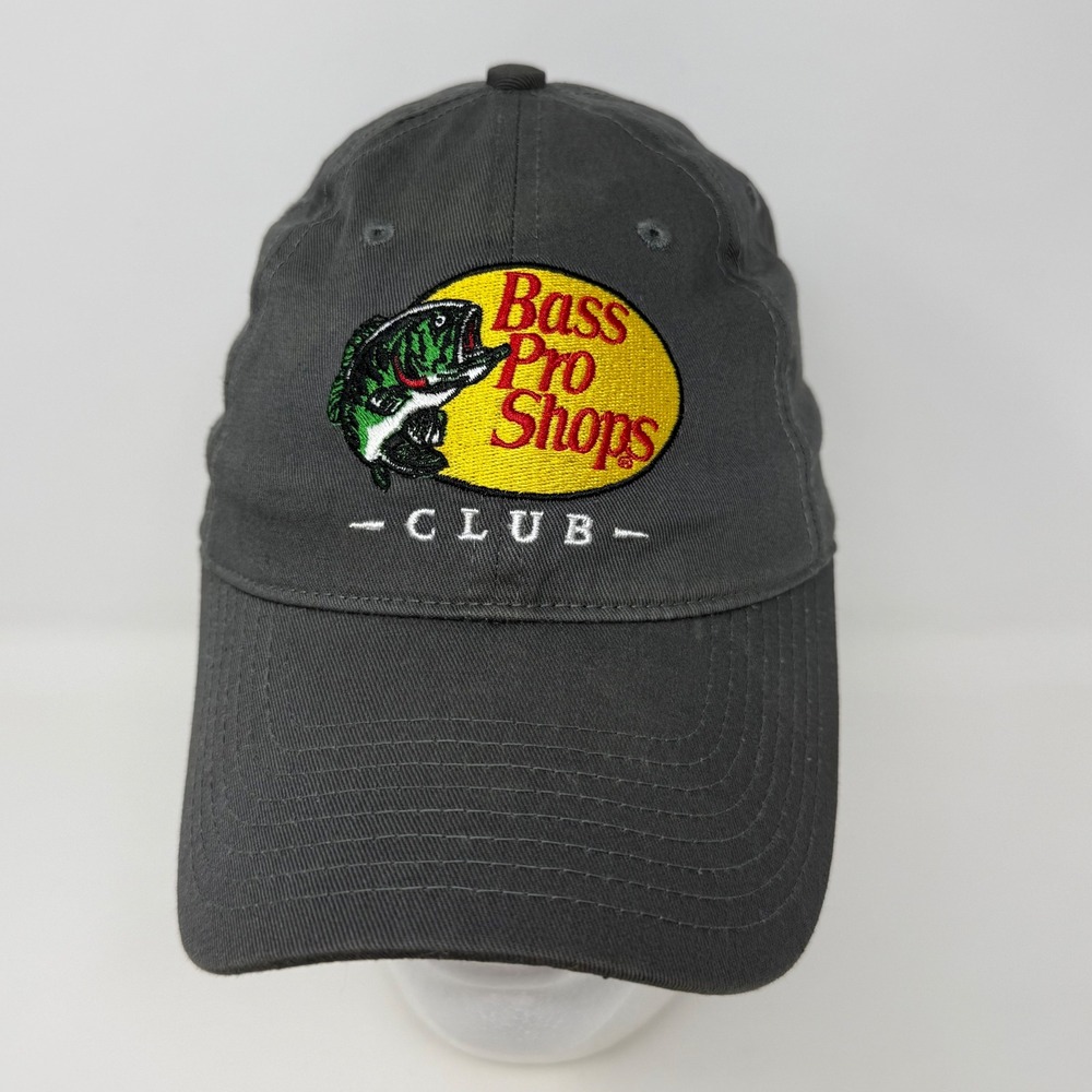Bass Pro Shops Club Hat Gray Cotton Embroidered Logo Strapback Baseball Cap‎